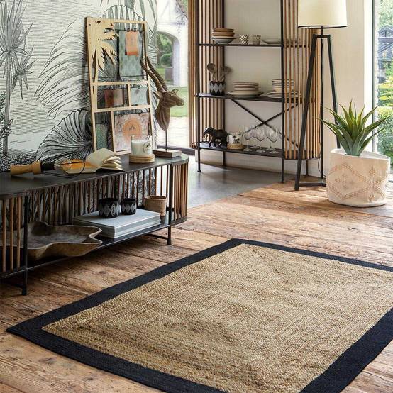 Atmosphera - Tapis "Kahi" en jute bord noir 120x170cm - Atmosphera Créateur d'intérieur - Image 1