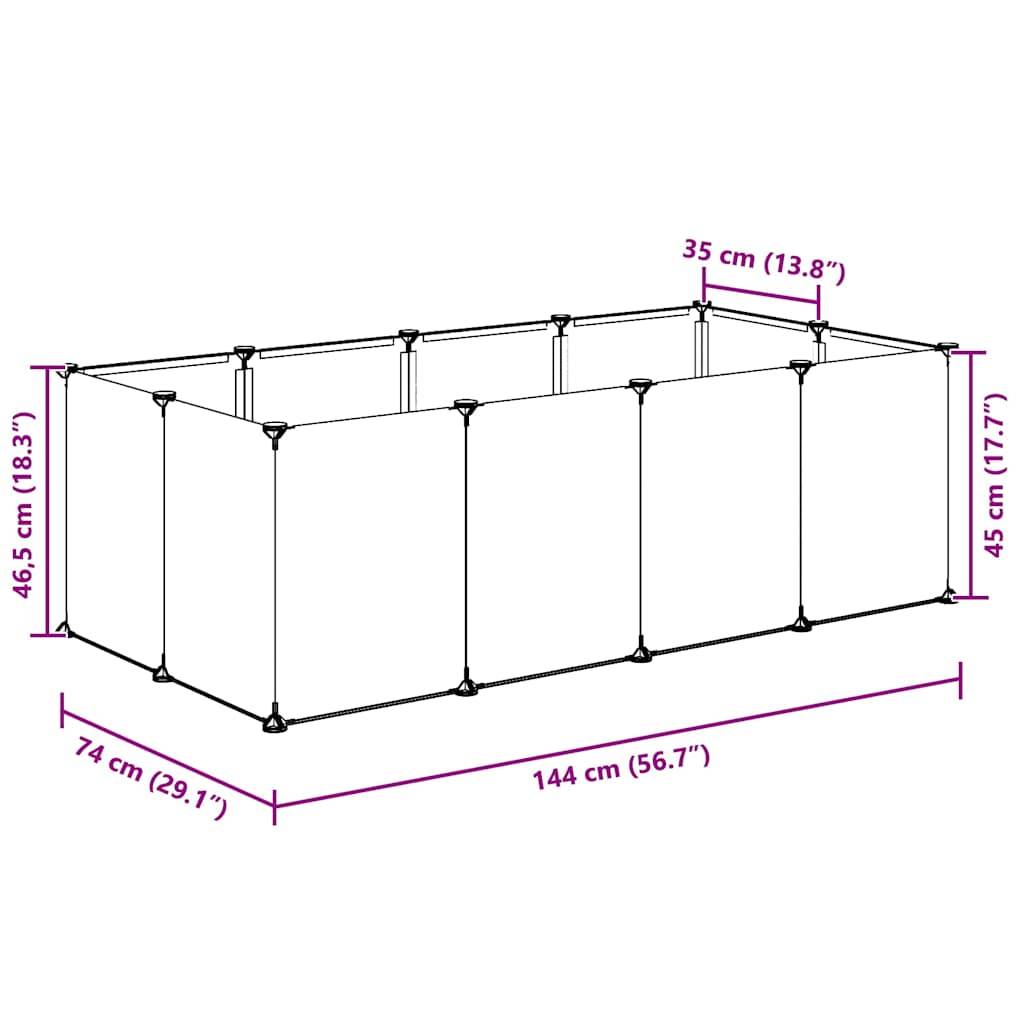 Vidaxl - Cage pour petits animaux Transparent 144x74x46,5 cm PP et Acier vidaXL 340572 - Imagen 3