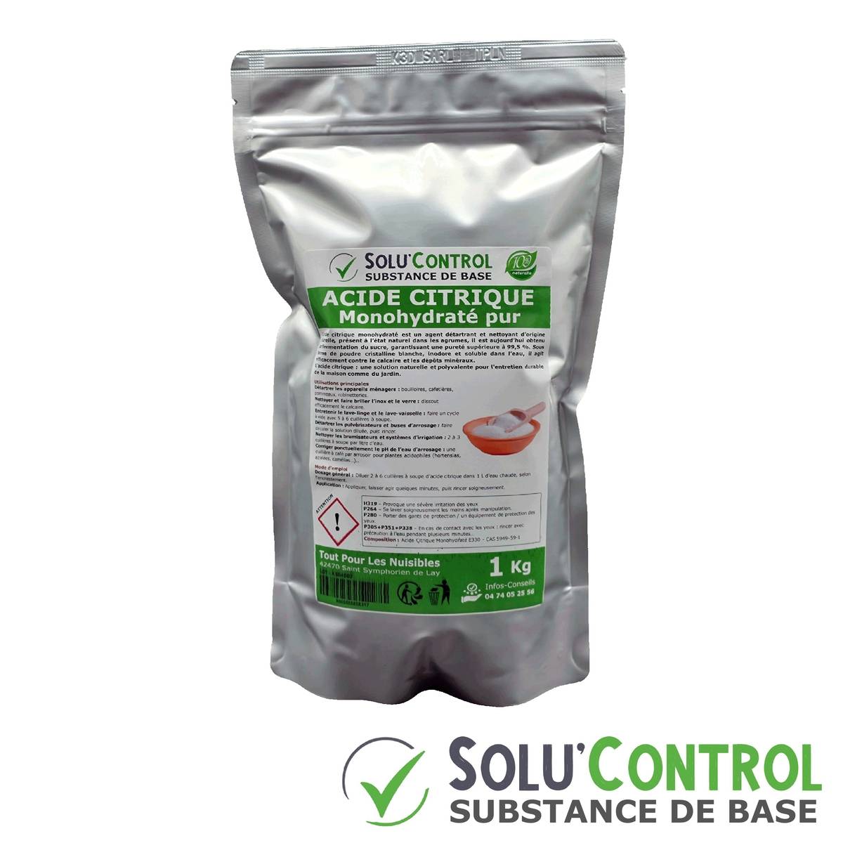 Acide citrique monohydraté pur 1 kg - 100% d'origine naturel - Nettoyer, détartrer, raviver l'inox et corriger le pH - Image 2