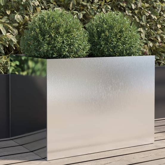 Jardinière acier inoxydable argenté 62 x 47 x 46 cm - PANGIVO - Image 1