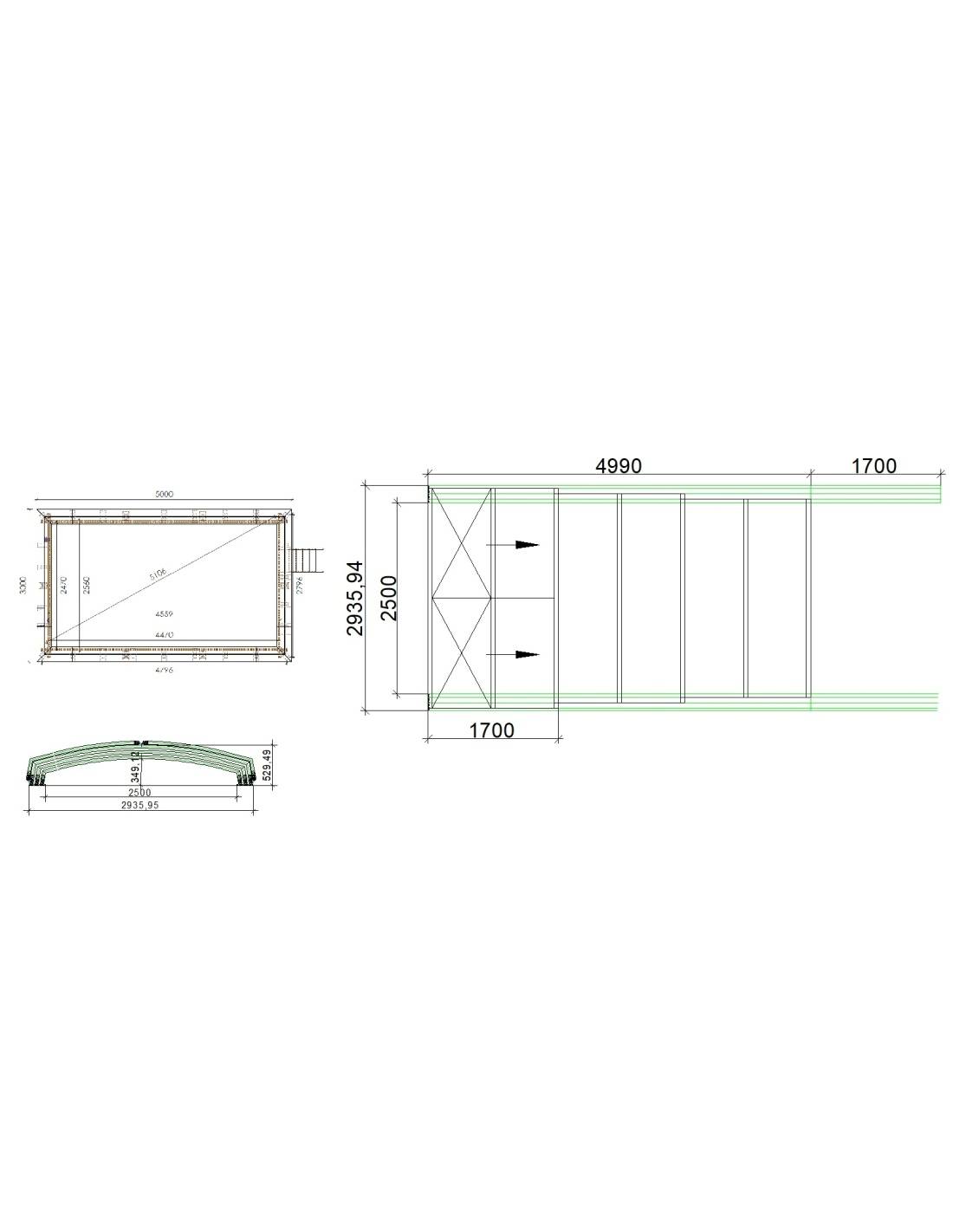 Altanka - Abri de piscine Skyline pour les modèles 5x3 m - BAS86, BAS786 - polycarbonate alvéolaire 8 mm - Couleur Ral7016 Graphite - ECO311 - Imagen 2