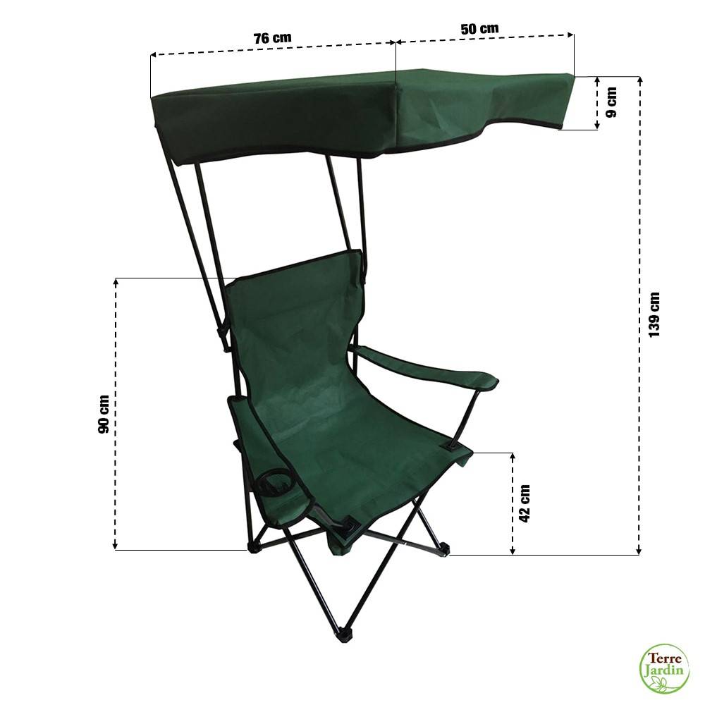Chaise pliante avec pare soleil sunrise Unité Vert - Image 2