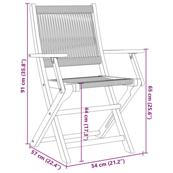 Salon de Jardin Pliant 2 Personnes Polypropylène et Bois pour Terrasse Gris Table Carrée 60x60cm – ComfortXL Outdoor Living - Image 4