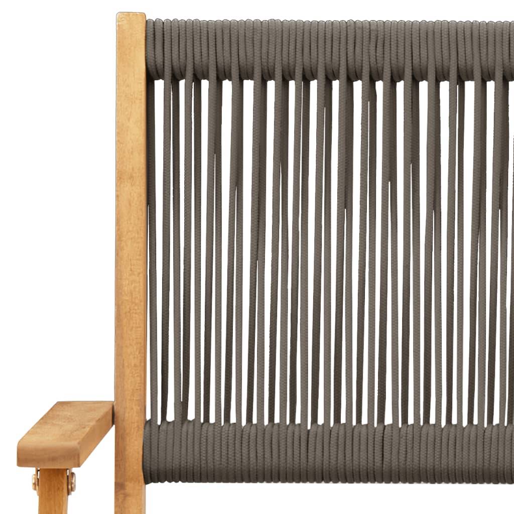 Salon de Jardin Pliant 2 Personnes Polypropylène et Bois pour Terrasse Gris Table Carrée 60x60cm – ComfortXL Outdoor Living - Image 10