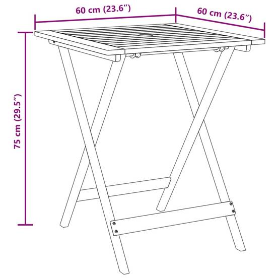 Salon de Jardin Pliant 2 Personnes Polypropylène et Bois pour Terrasse Gris Table Carrée 60x60cm – ComfortXL Outdoor Living - Image 5