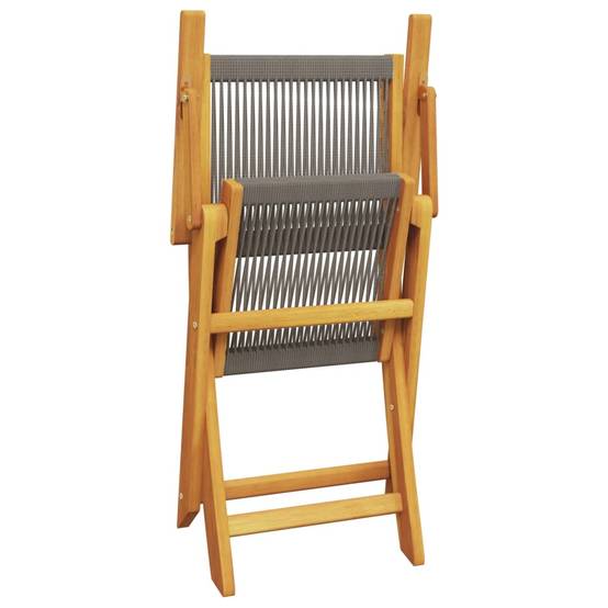 Salon de Jardin Pliant 2 Personnes Polypropylène et Bois pour Terrasse Gris Table Carrée 60x60cm – ComfortXL Outdoor Living - Image 7