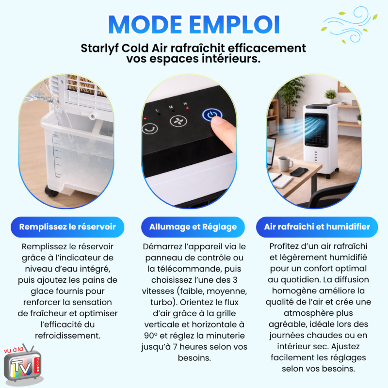 Rafraîchisseur d'Air Portable 3 en 1 | Rafraîchit, Humidifie et Purifie l'Air | 60 W Basse Consommation- VENTEO - Image 4