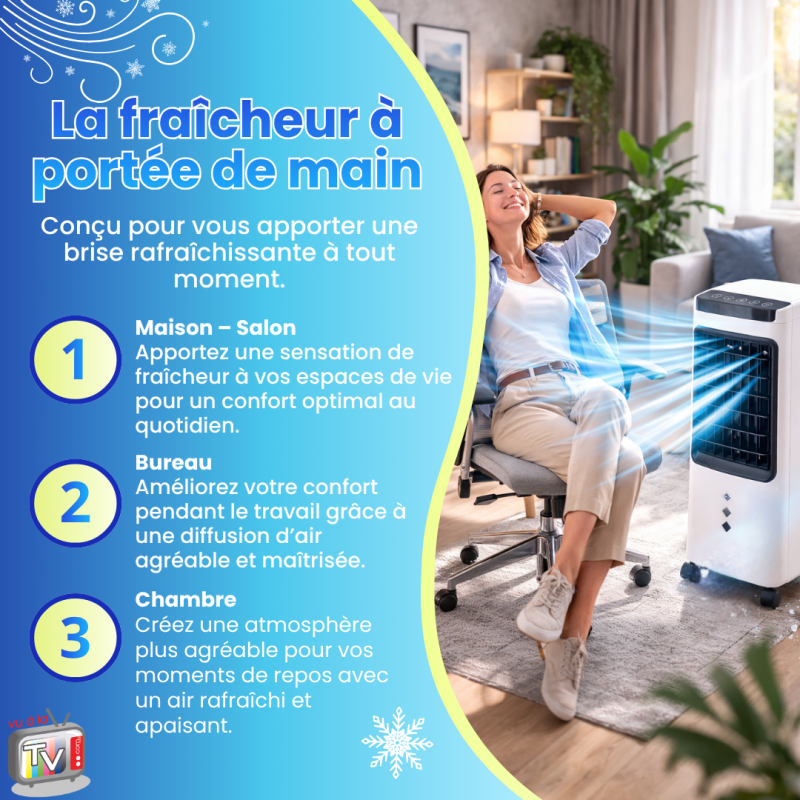 Rafraîchisseur d'Air Portable 3 en 1 | Rafraîchit, Humidifie et Purifie l'Air | 60 W Basse Consommation- VENTEO - Image 6