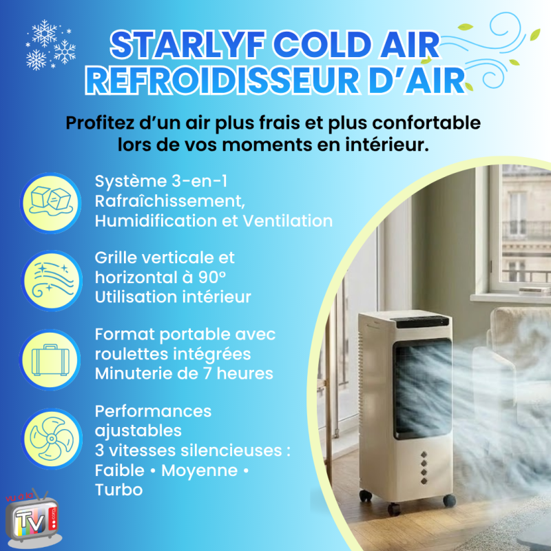 Rafraîchisseur d'Air Portable 3 en 1 | Rafraîchit, Humidifie et Purifie l'Air | 60 W Basse Consommation- VENTEO - Image 2