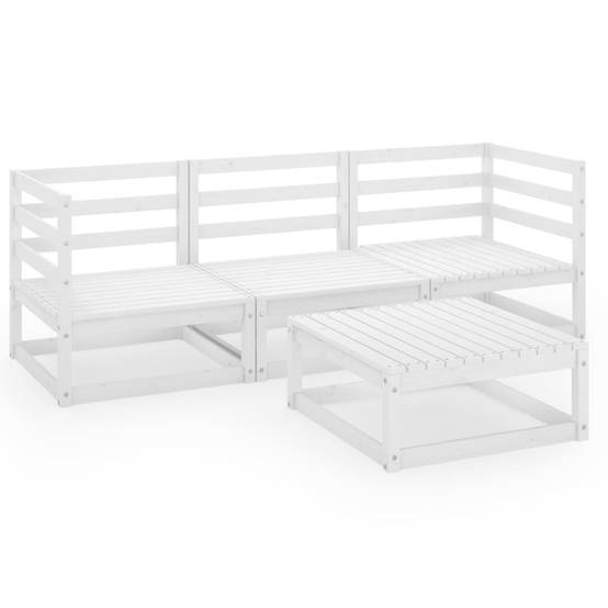 4 pcs salon de jardin - Mobilier d'extérieur Blanc Bois de pin massif-JU7887 - Image 1