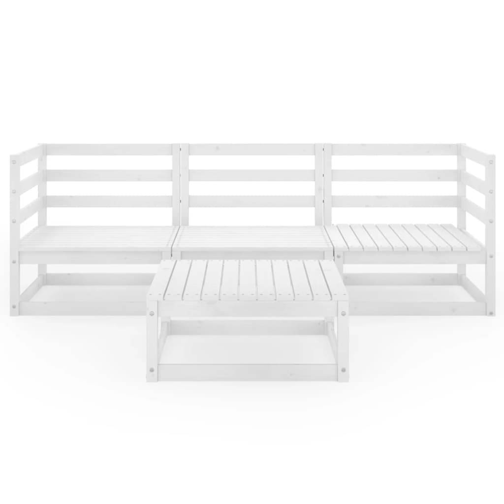 4 pcs salon de jardin - Mobilier d'extérieur Blanc Bois de pin massif-JU7887 - Image 3