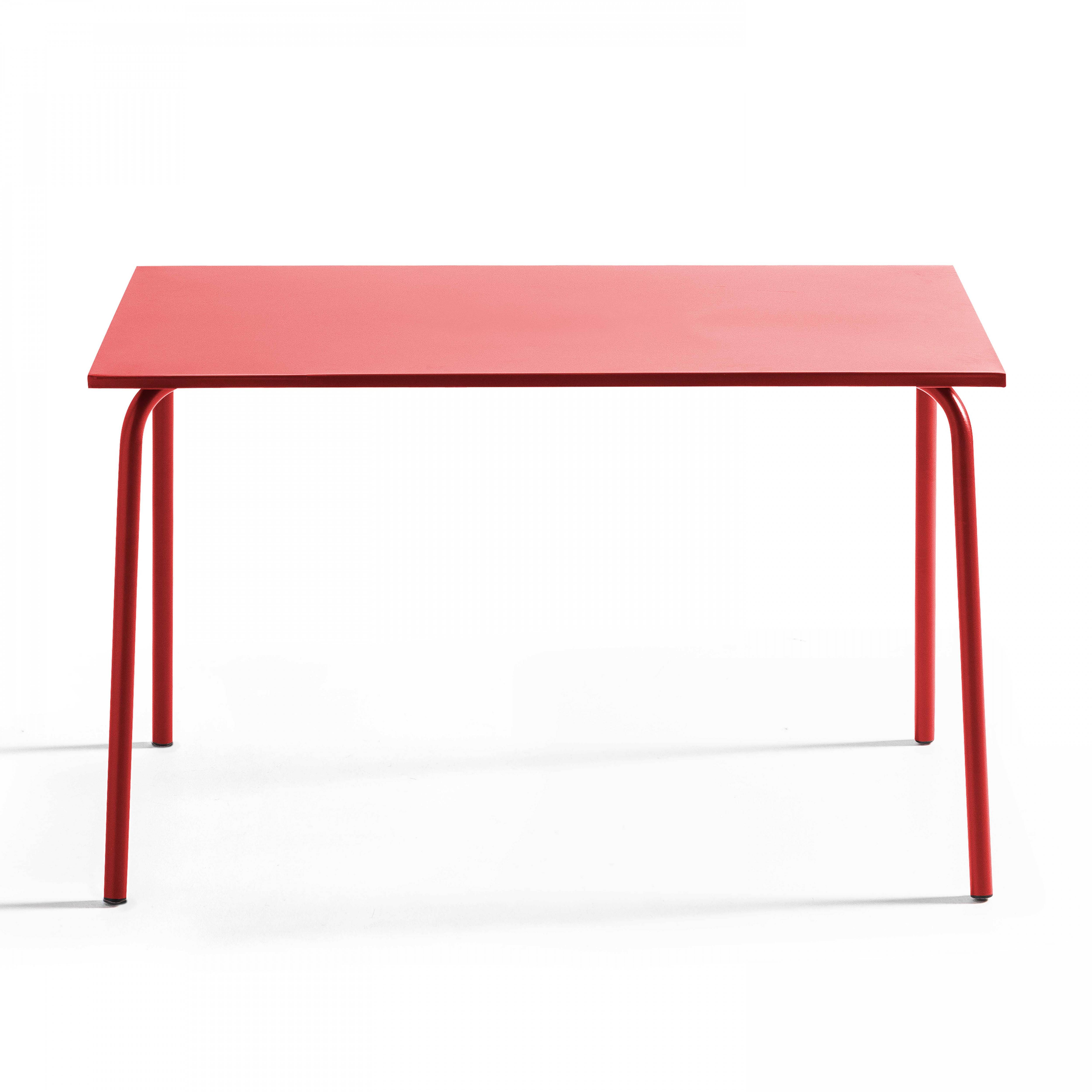 Oviala - Table de jardin en acier 6 places 120 cm rouge Palavas - Oviala - Imagen 5