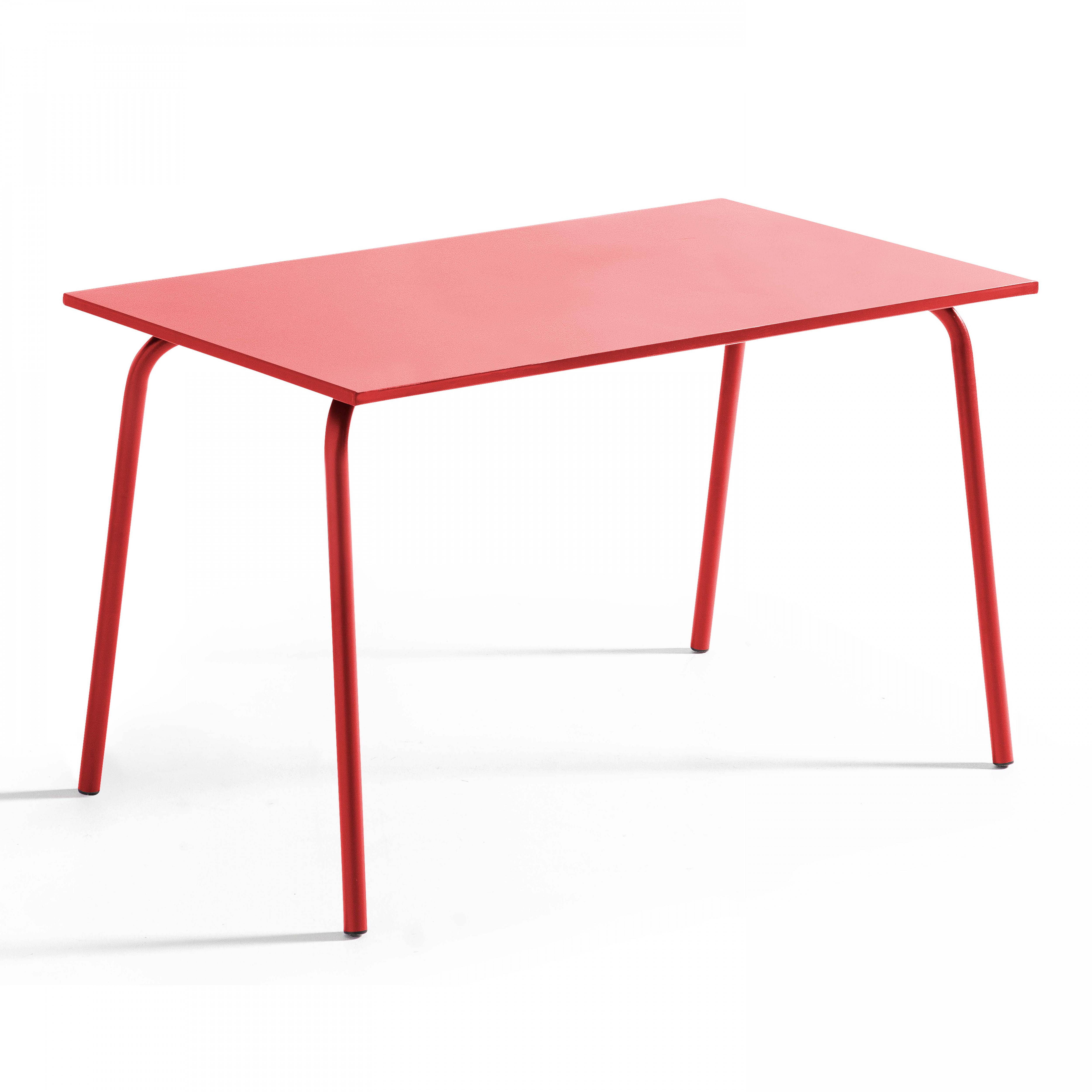 Oviala - Table de jardin en acier 6 places 120 cm rouge Palavas - Oviala - Imagen 1