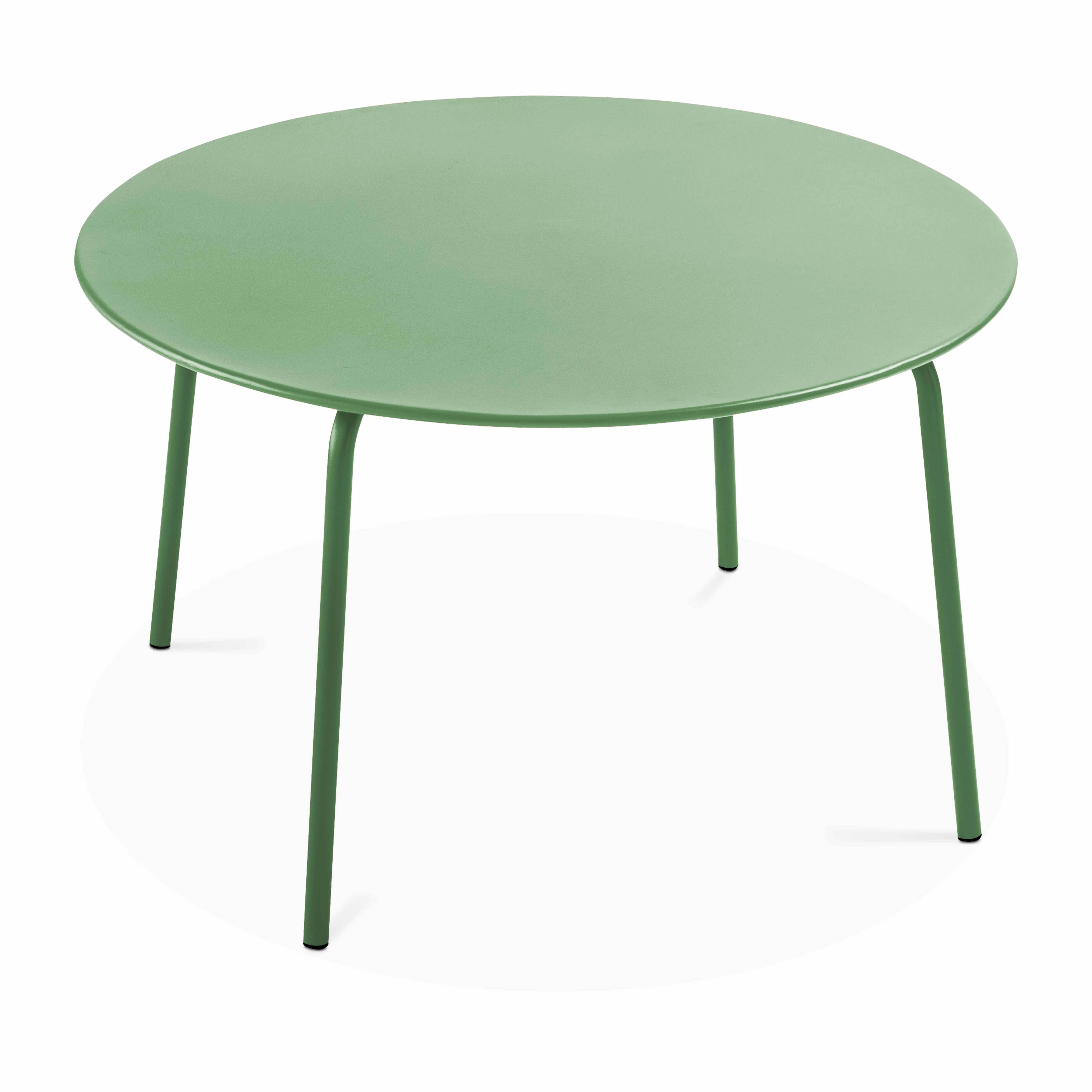 Oviala - Table de jardin ronde en acier 6 places 120 cm vert cactus Palavas - Oviala - Imagen 1