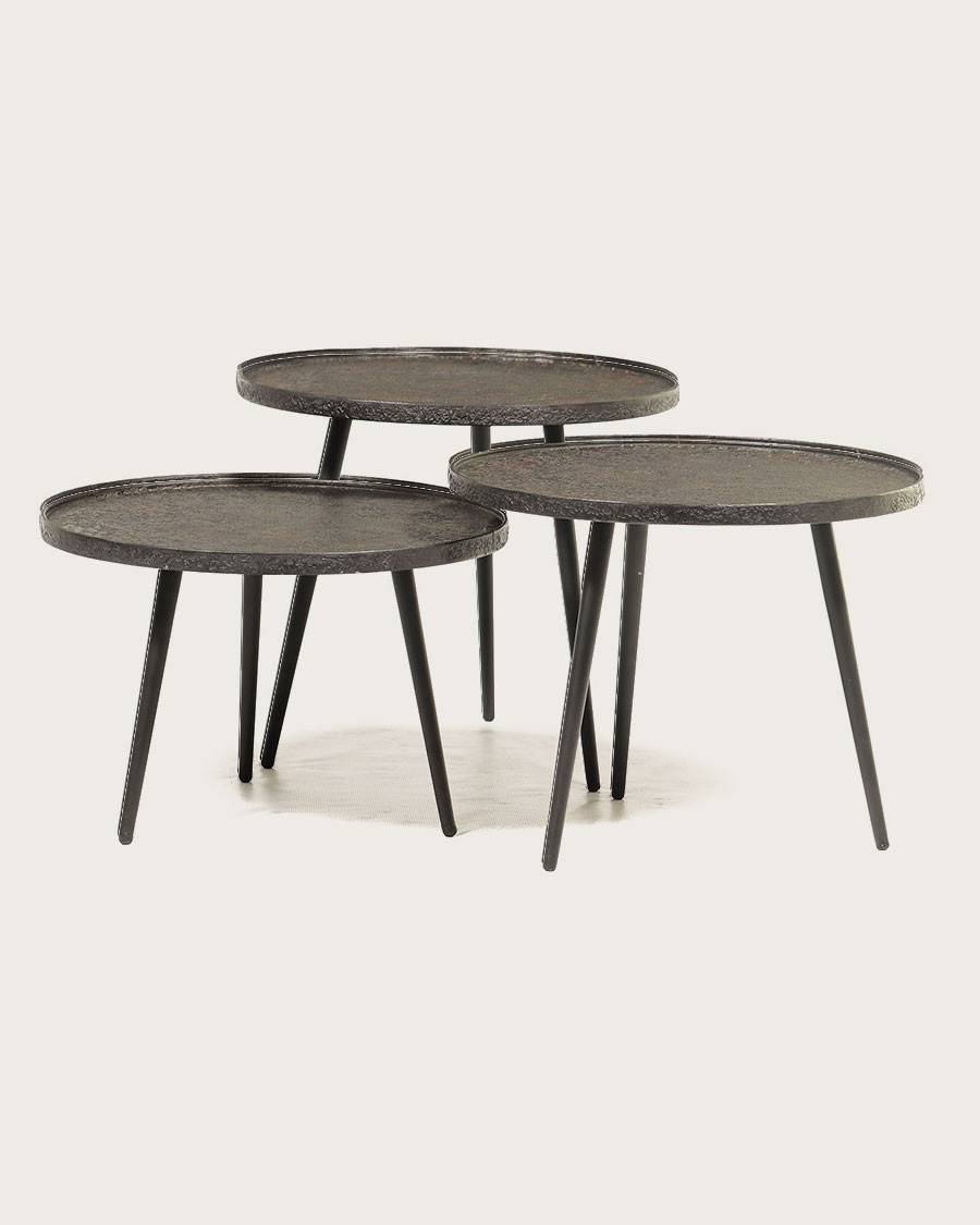 Soccoro - Table basse ronde gigogne en métal noir - UNIQKA - Imagen 1