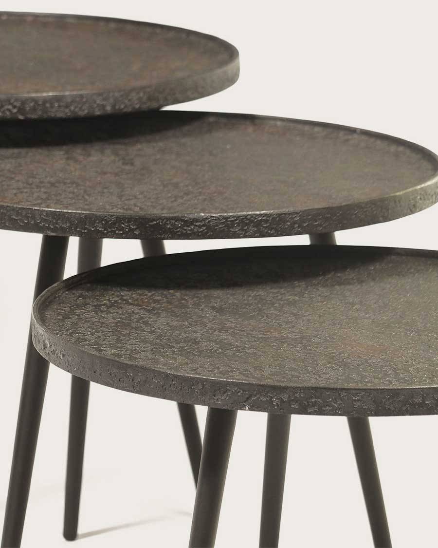 Soccoro - Table basse ronde gigogne en métal noir - UNIQKA - Imagen 6