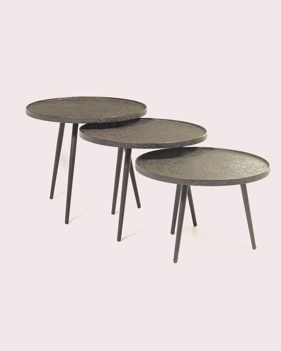 Soccoro - Table basse ronde gigogne en métal noir - UNIQKA - Imagen 3