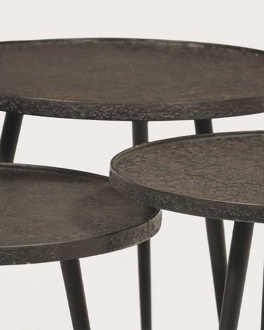 Soccoro - Table basse ronde gigogne en métal noir - UNIQKA - Imagen 5