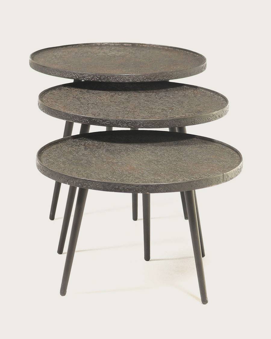 Soccoro - Table basse ronde gigogne en métal noir - UNIQKA - Imagen 4