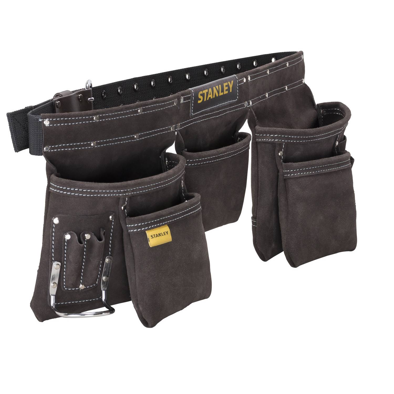 stanley - Porte-outils - Cuir - Ceinture Robuste et Ajustable - Multiples Poches et Porte-Outils - STANLEY, STST1-80113
