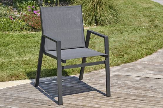 Dcb Garden - Ensemble repas de jardin 8 pl plateau céramique sur verre - Gris anthracite - FLORIDE - Image 5