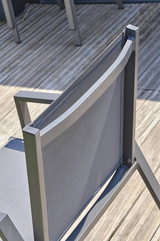 Dcb Garden - Ensemble repas de jardin 8 pl plateau céramique sur verre - Gris anthracite - FLORIDE - Image 7