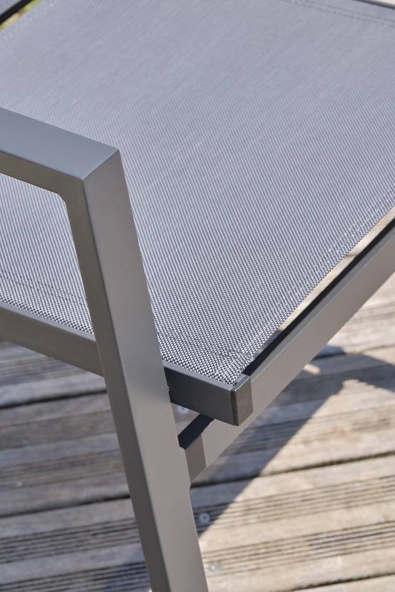 Dcb Garden - Ensemble repas de jardin 8 pl plateau céramique sur verre - Gris anthracite - FLORIDE - Image 8