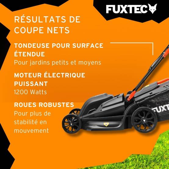 FUXTEC - Tondeuse à gazon électrique 43 cm FUXTEC FX-RME43 – 45L – 1200W – Hauteur 25-75 mm – Poussée – 220V - Image 5