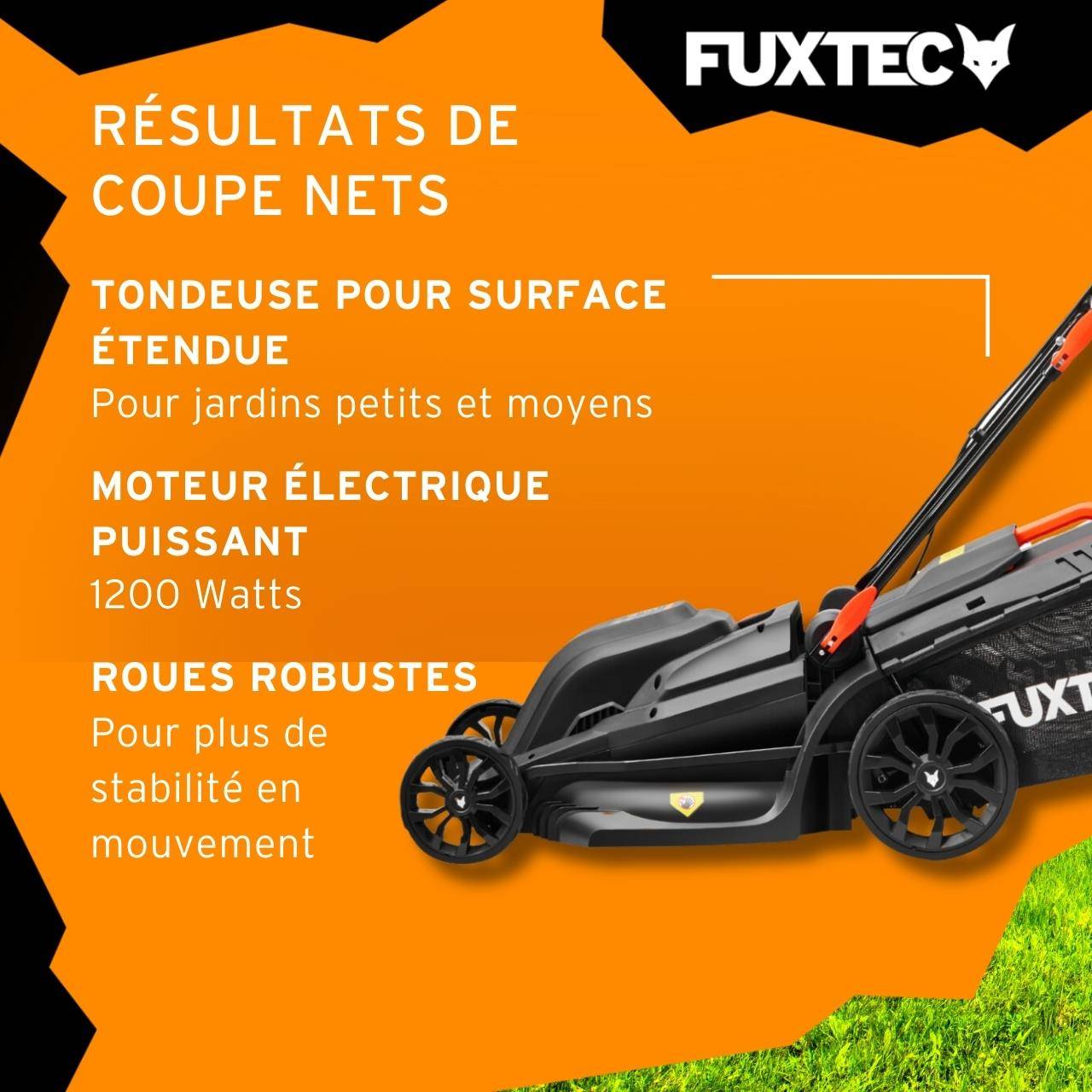FUXTEC - Tondeuse à gazon électrique 43 cm FUXTEC FX-RME43 – 45L – 1200W – Hauteur 25-75 mm – Poussée – 220V - Image 5