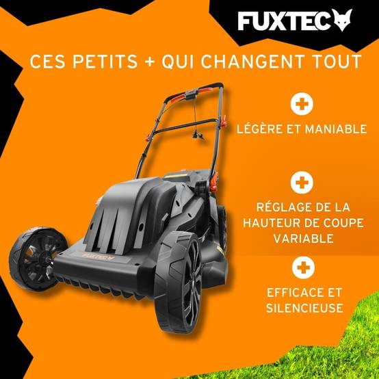 FUXTEC - Tondeuse à gazon électrique 43 cm FUXTEC FX-RME43 – 45L – 1200W – Hauteur 25-75 mm – Poussée – 220V - Image 4