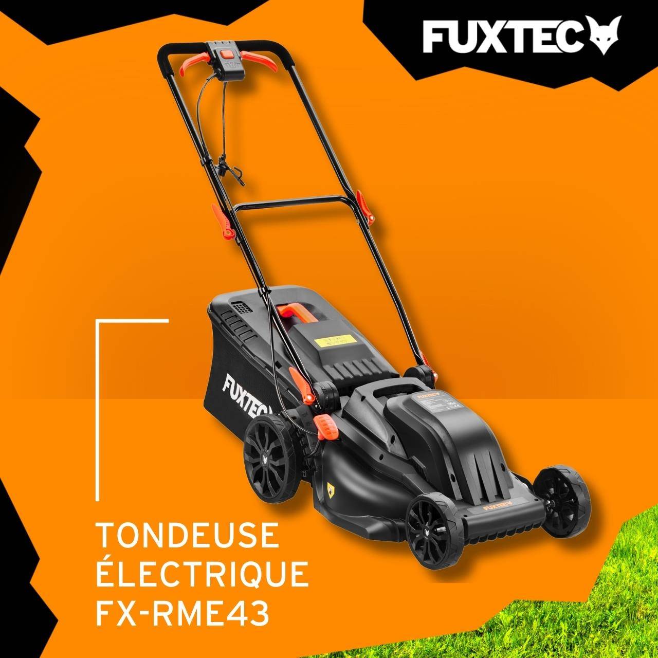 FUXTEC - Tondeuse à gazon électrique 43 cm FUXTEC FX-RME43 – 45L – 1200W – Hauteur 25-75 mm – Poussée – 220V - Image 2