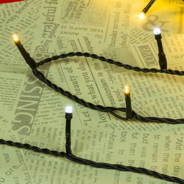 Lotti - Guirlande lumineuse bicolore 13m 180mini LED blanc chaud et blanc froid câble vert 8 jeux de lumière Lotti - Imagen 4