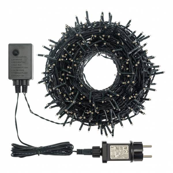 Lotti - Guirlande lumineuse bicolore 13m 180mini LED blanc chaud et blanc froid câble vert 8 jeux de lumière Lotti - Imagen 3