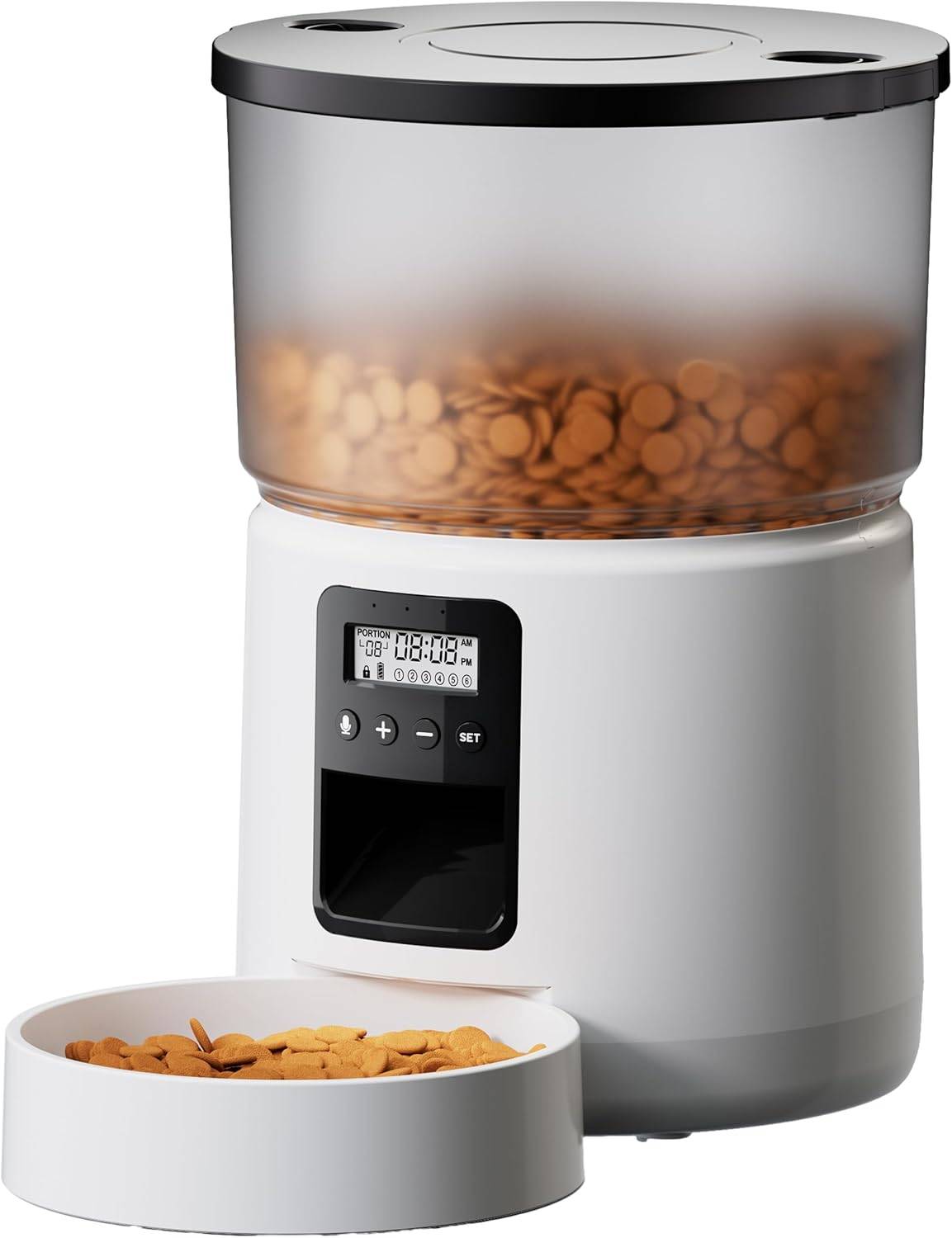 Distributeur Croquettes Chat avec Minuterie Programmable, 1-6 Repas par Jour blanc Vendos85