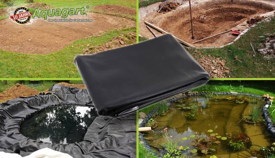 Liner de bassin en PVC 4 m x 4 m 0,5 mm noir, bâche pour le bassin de jardin - Image 8