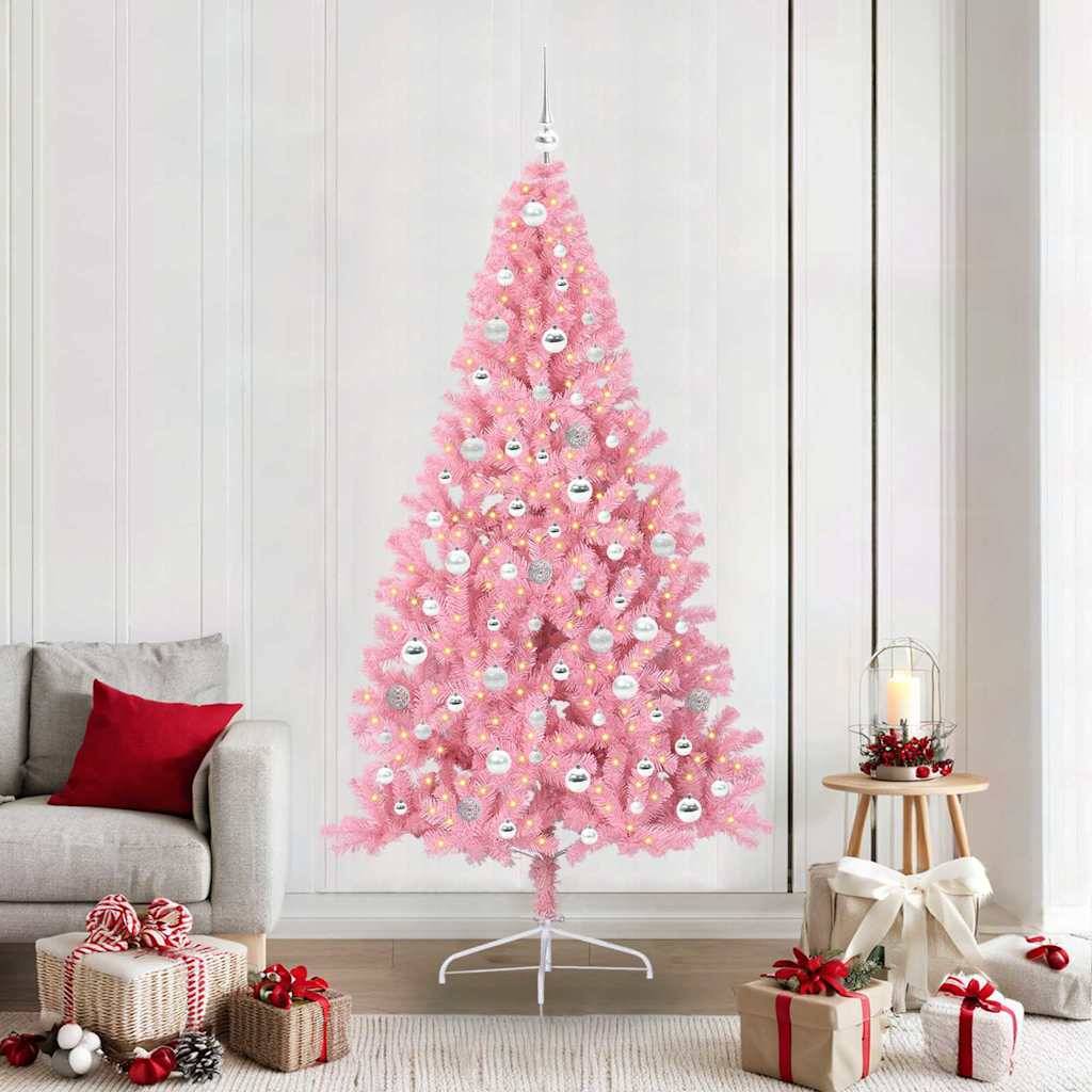 Vidaxl - Sapin de Noël artificiel pré-éclairé Rose 210 cm PVC vidaXL 3397094 - Image 1