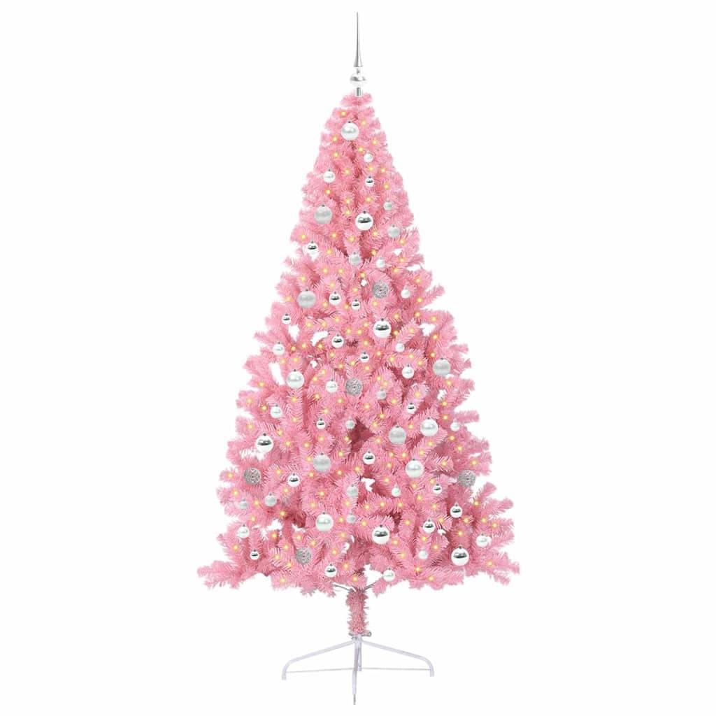 Vidaxl - Sapin de Noël artificiel pré-éclairé Rose 210 cm PVC vidaXL 3397094 - Image 4