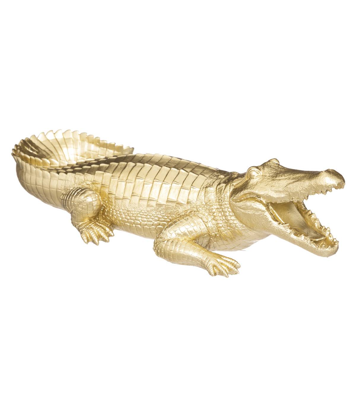 Objet déco Crocodile en résine dorée L 39 cm - Image 1