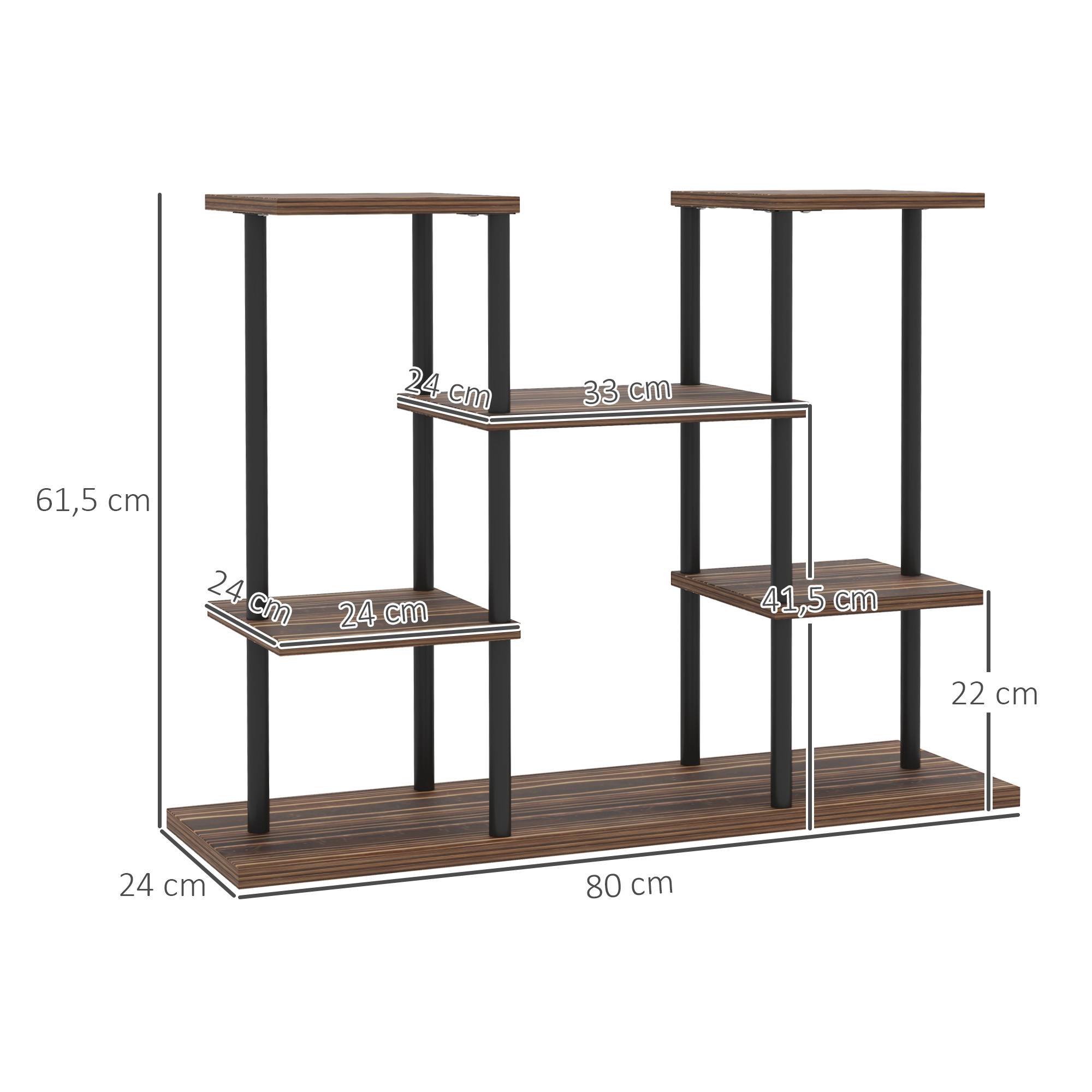 Étagère porte-plantes 4 niveaux bois massif et acier style industriel 80x24x61cm - ComfortXL Outdoor Living - Image 5