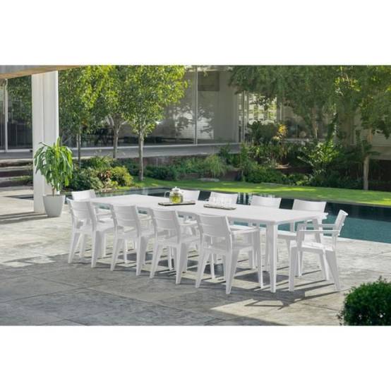 Table de jardin - rectangulaire - blanc - en résine - 8 a 10 personnes - Lima - Allibert by KETER - Image 2