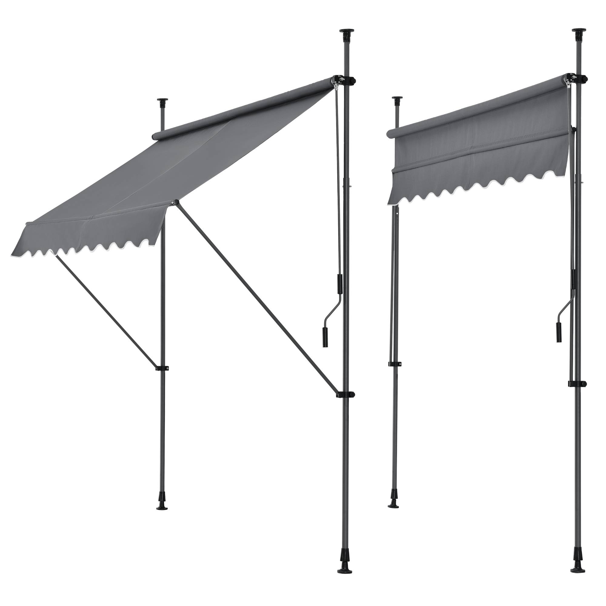 Pro.Tec - Store Banne Téléscopique Acier Polyester 250 x 120 x 220-309 cm Gris Ardoise [pro.tec] - Image 1