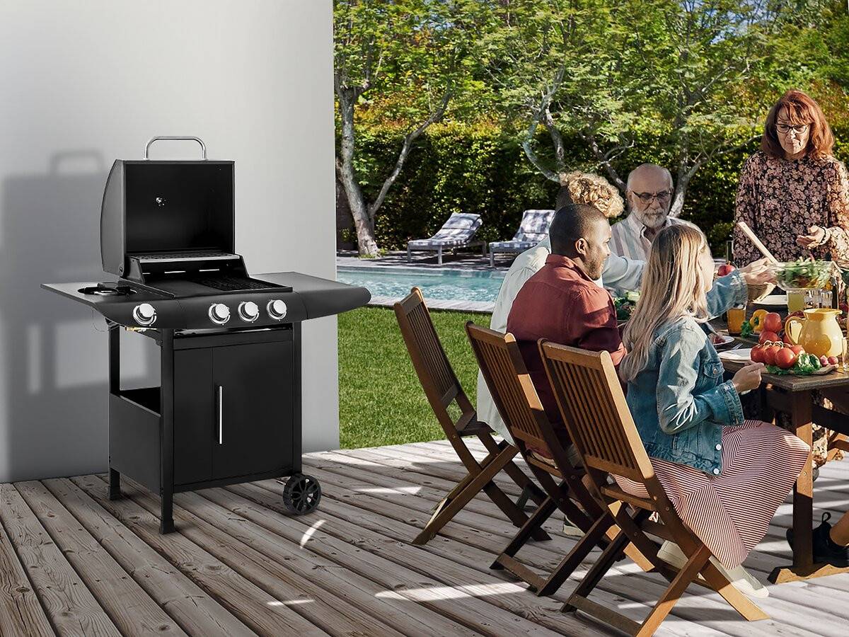Barbecue Gaz "feria 4" - 4 Brûleurs Dont 1 Latéral - 11.5 Kw - Noir -habitat Et Jardin - Imagen 2