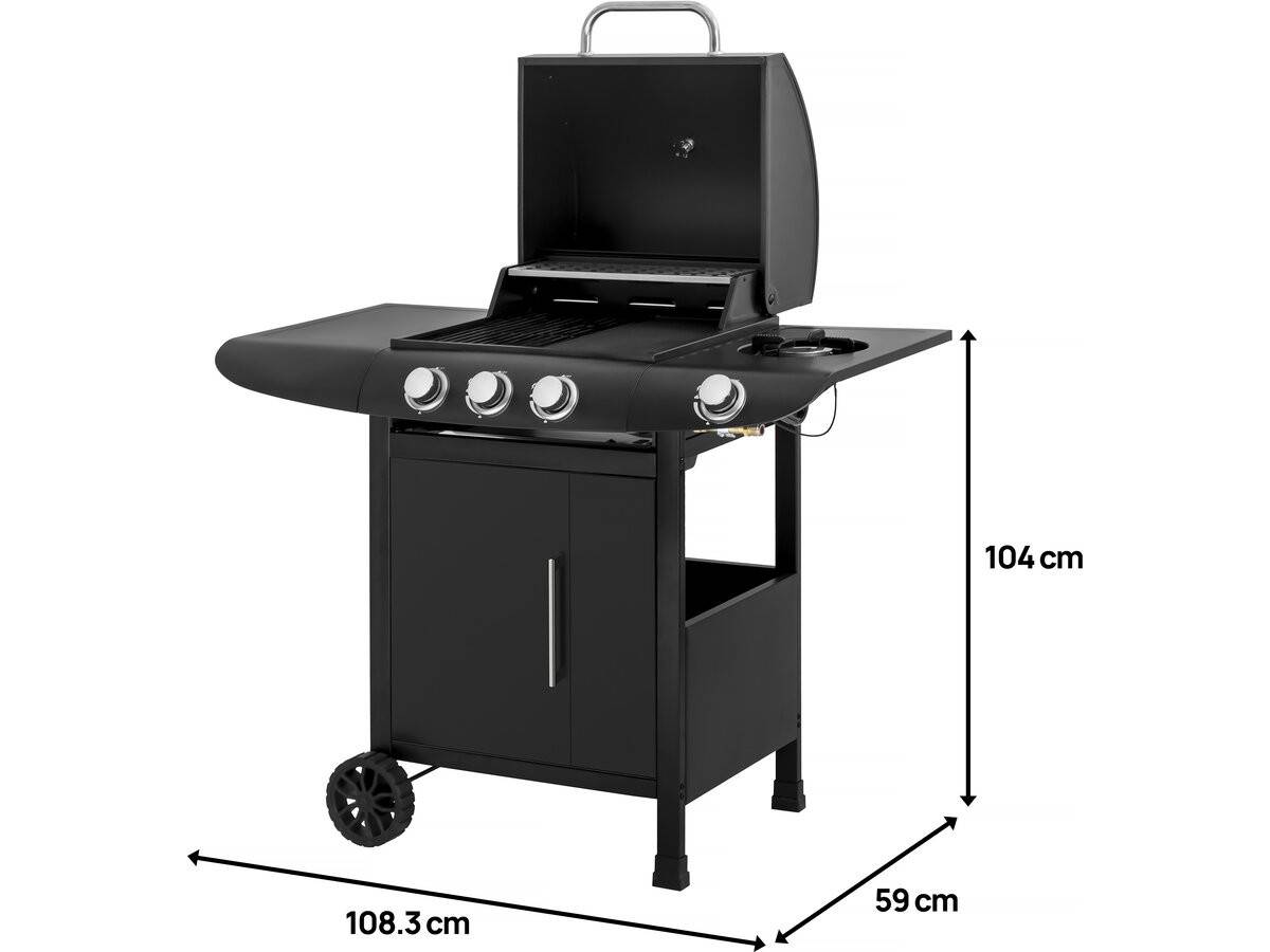 Barbecue Gaz "feria 4" - 4 Brûleurs Dont 1 Latéral - 11.5 Kw - Noir -habitat Et Jardin - Imagen 4