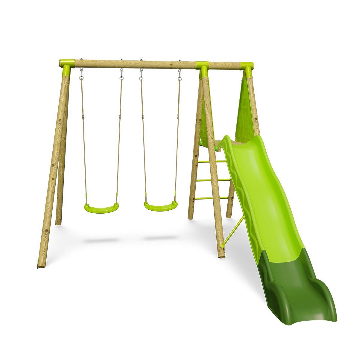 Trigano Jardin - Balançoire en bois 2,30 m Topwood LUMI VERT - 4 enfants - Image 1