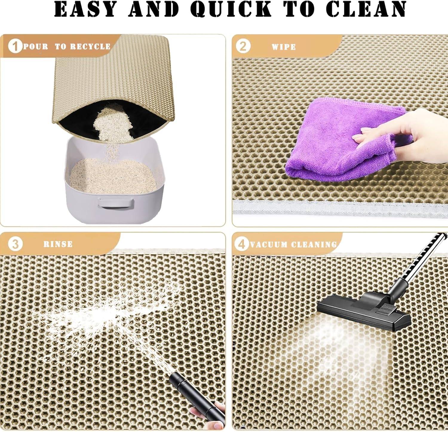 Tapis de litière pour chat, double couche, nid d'abeille, antidérapant, imperméable et anti-urine, accessoire pour chat, 45*60 cm, beige-Lytech - Image 9