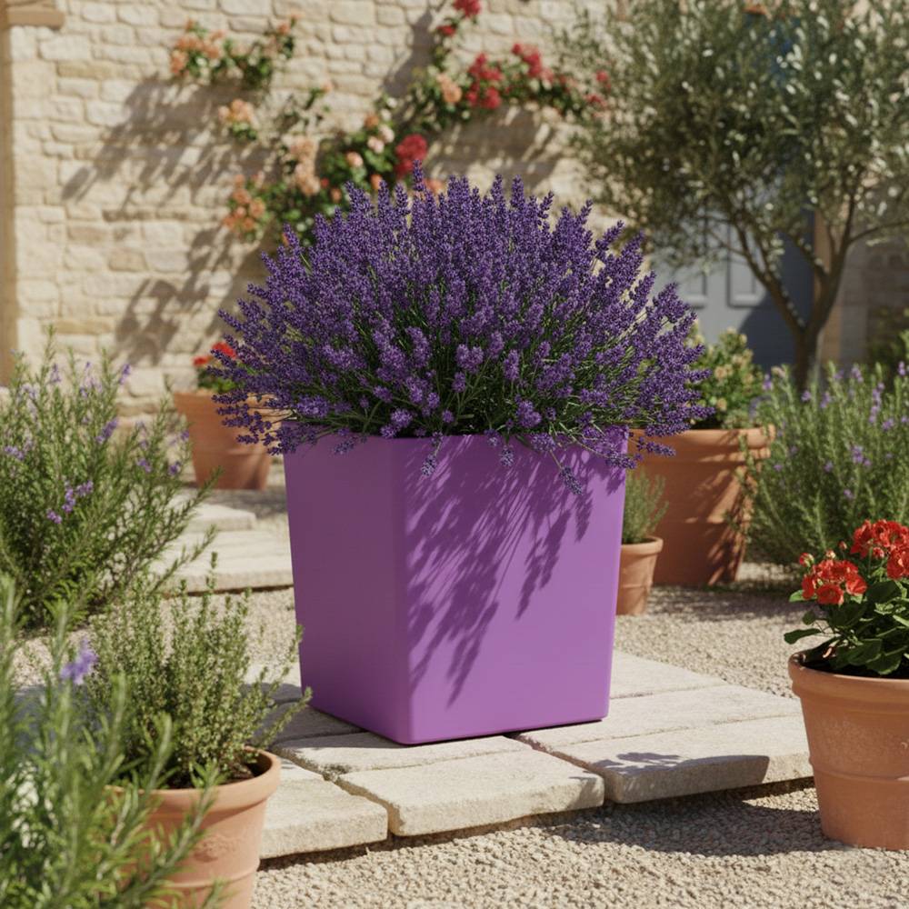 Pot de fleurs carré cubio h 50 cm-plast'up rotomoulage - Image 3