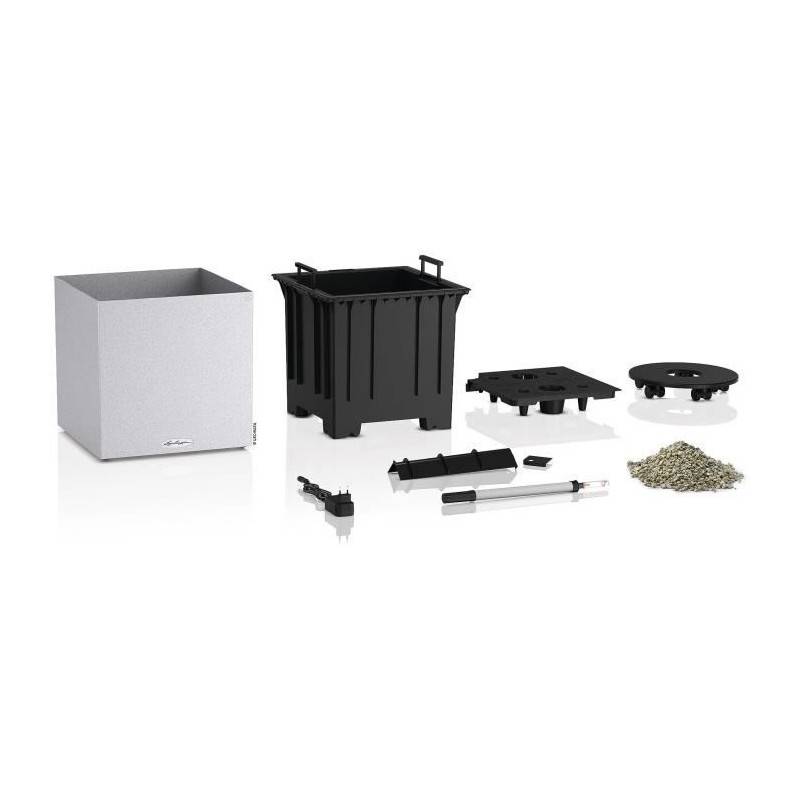 Lechuza - Pot De Fleur Lechuza Canto Stone Cube 40 - Kit Complet Led, Blanc Quartz - Imagen 2
