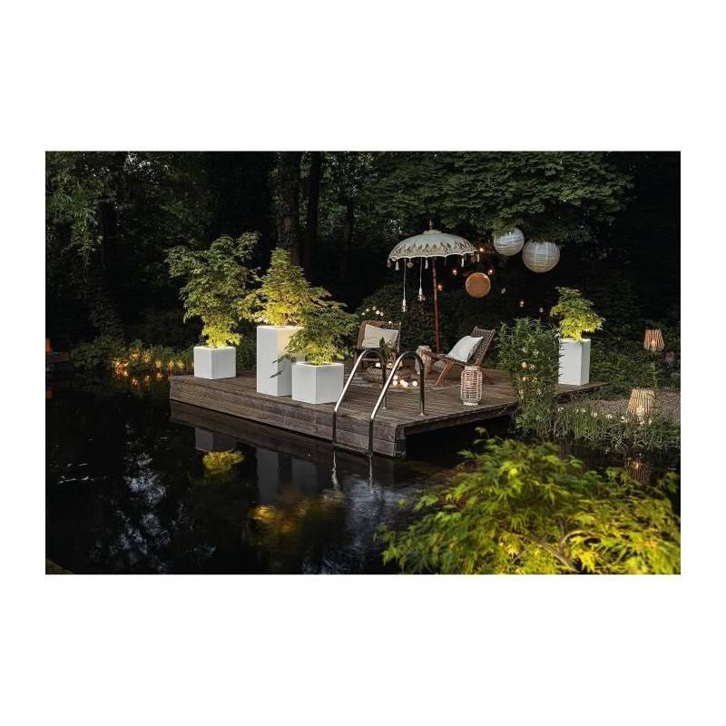 Lechuza - Pot De Fleur Lechuza Canto Stone Cube 40 - Kit Complet Led, Blanc Quartz - Imagen 5