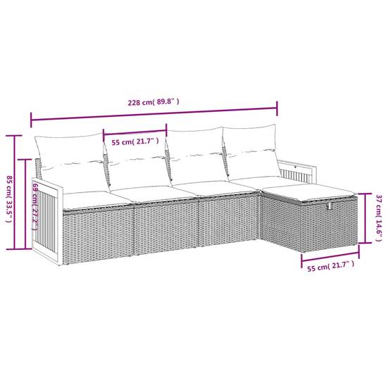 Salon de jardin 5 places en résine tressée modulable avec pouf pour terrasse ou patio Noir – ComfortXL Outdoor Living - Image 4