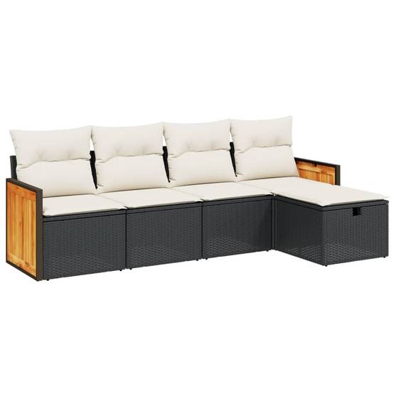 Salon de jardin 5 places en résine tressée modulable avec pouf pour terrasse ou patio Noir – ComfortXL Outdoor Living - Image 2